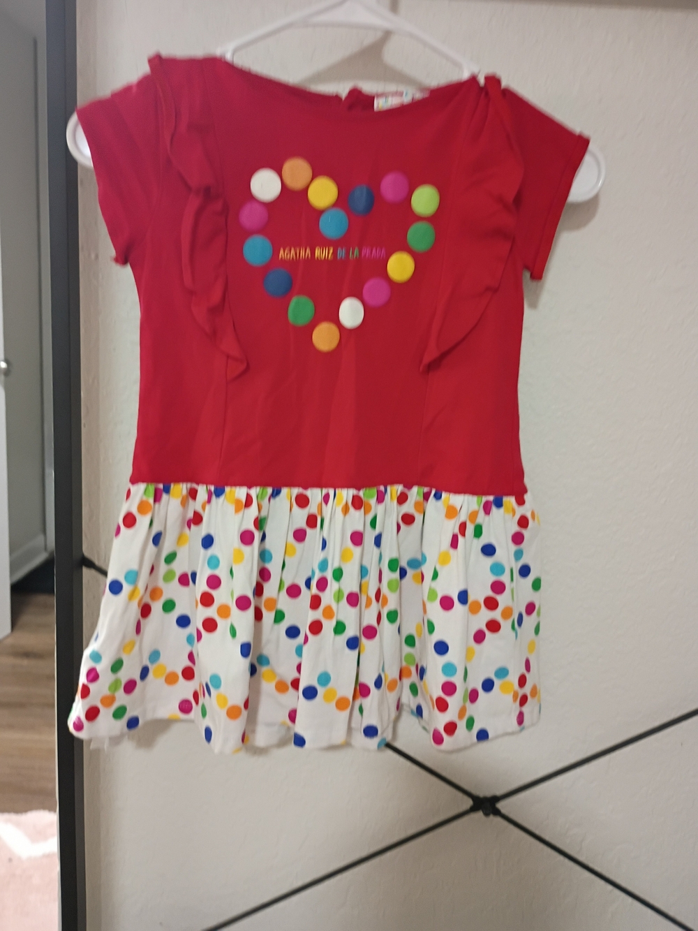 Agatha Ruiz de la Prada Red Heart Polka Dot Girls Dress Top